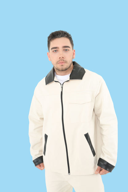 Regular Fit Cream Men's Jacket