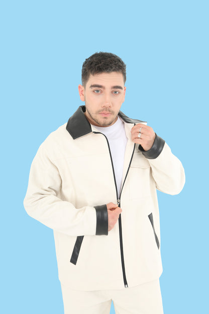 Regular Fit Cream Men's Jacket