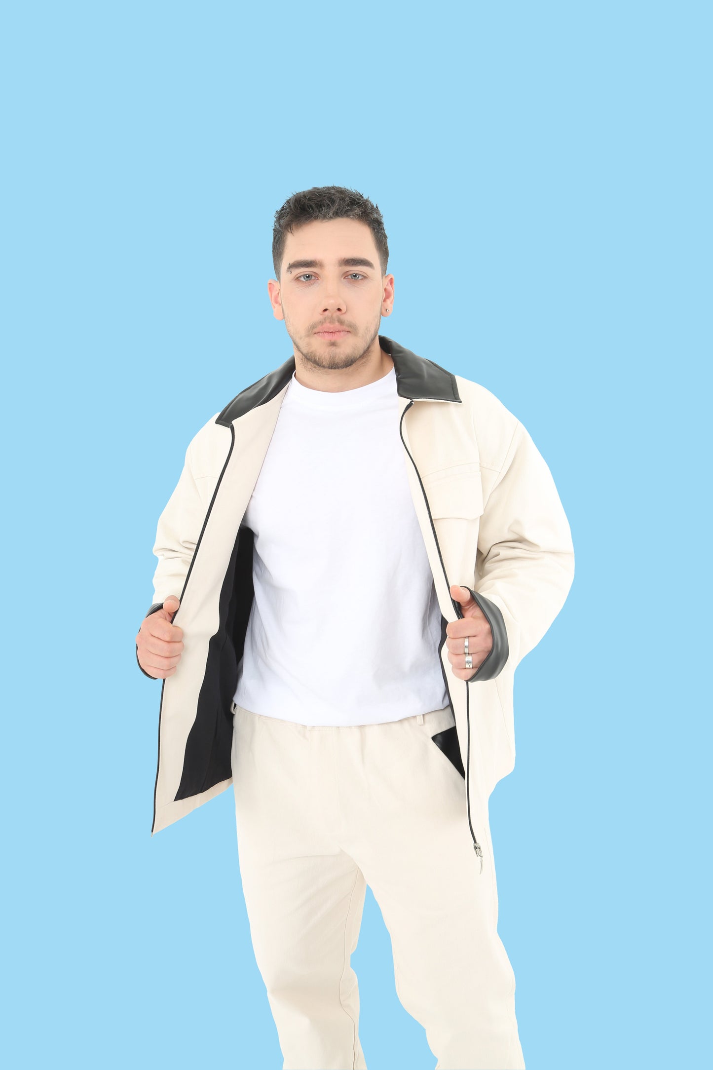 Regular Fit Cream Men's Jacket