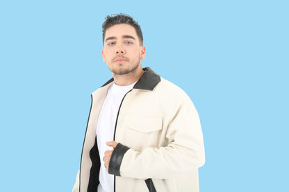 Regular Fit Cream Men's Jacket