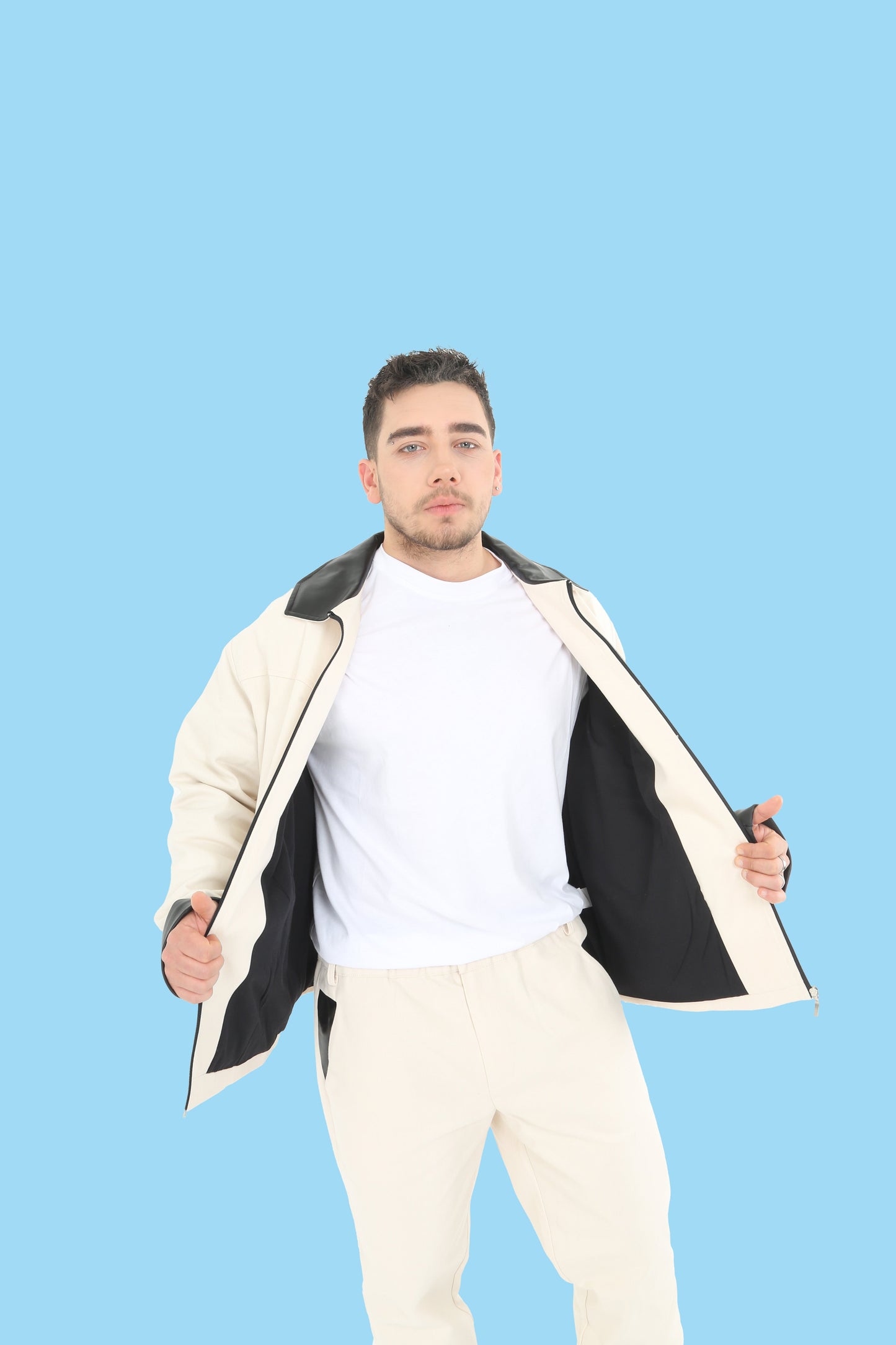 Regular Fit Cream Men's Jacket