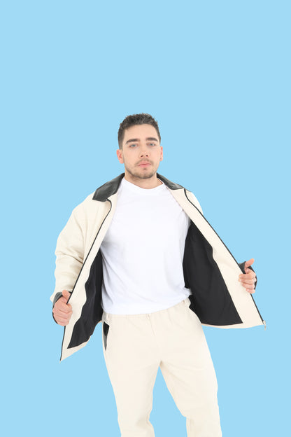 Regular Fit Cream Men's Jacket
