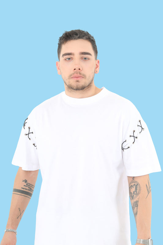 Oversized White Lace-up T-shirt